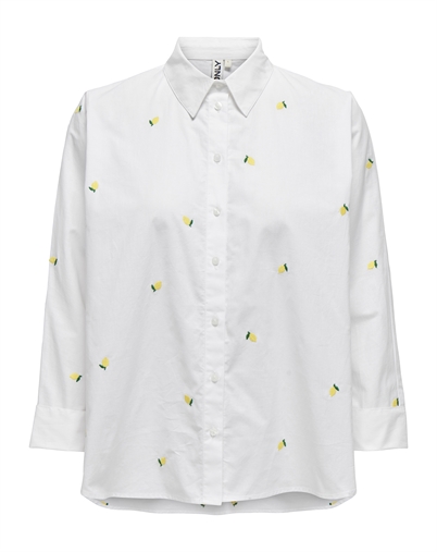 Only - ONLNew Lina Grace Emb Hemd - Bright White/Lemon